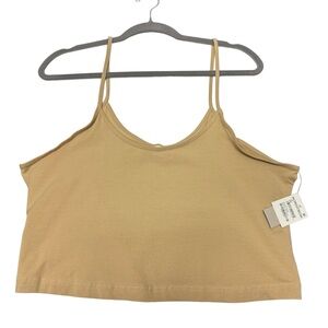 New! BP. Crop tank top spaghetti strap, cotton, beige nougat, size women's 2X